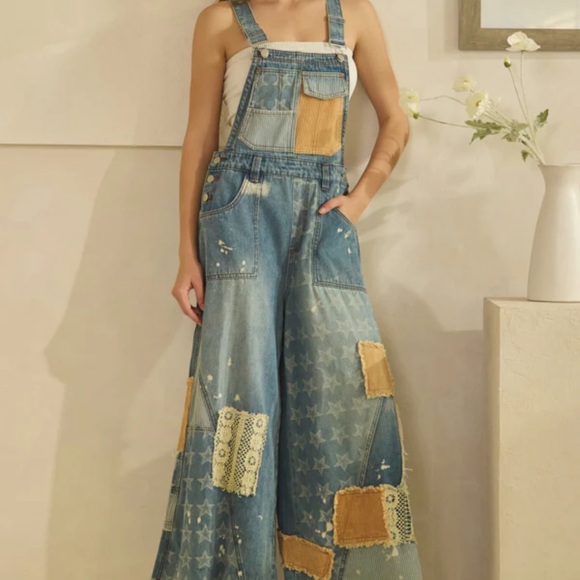 💕 Oli & Hali Patchwork Denim Overalls - Picture 8 of 9